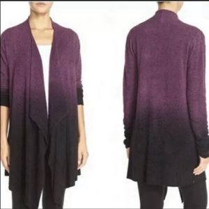 Barefoot Dreams Purple&Black Ombré Drape Cardigan